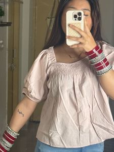 Chic Puff Sleeve Smocked Top