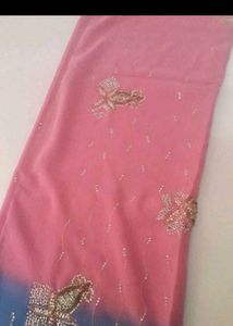 Elegant Pink &amp; Blue Ombre Saree