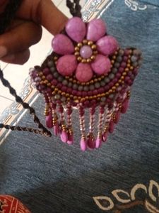handcrafted magenta howlite gemstone beaded statem