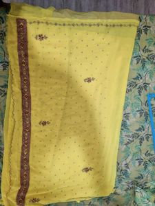 Elegant Yellow Embroidered Saree
