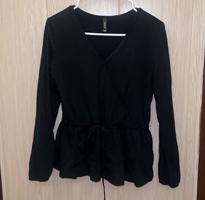 Chic Black Top with Drawstring Waist