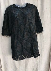 77209. Elegant Black Textured Kurta