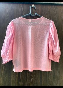 Sheer Pink Puff Sleeve Top