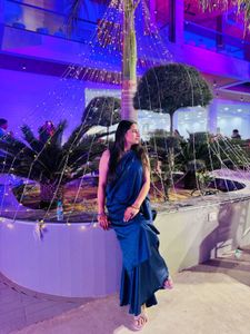 Royal Blue Crop Top  Saree