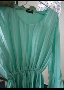 Sky-blue Dress Below Knee