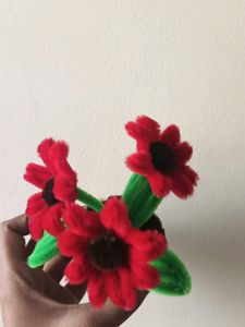 Handmade Pipe Cleaner Potted Flowers