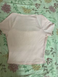 Cute Pink Square Neck Top