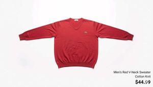 Lacoste Red V-Neck Sweater