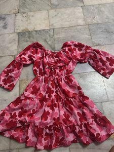 Pink Floral Tiered Dress