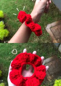 Handmade Red Crochet Scrunchie