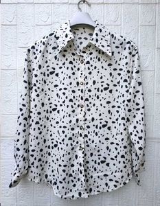 Korean Pintrest Dalmatian Print Button-Up Shirt