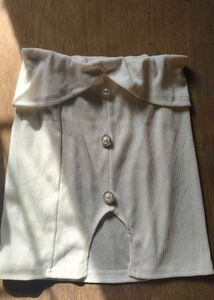 Ribbed Off-Shoulder Pearl Button Top