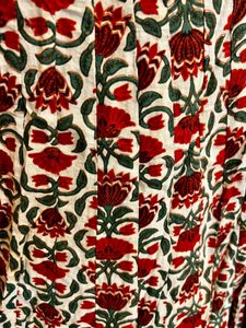 Red Floral Ethnic Anarkali Churidar Dupatta Set