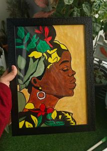 Framed African Woman Portrait Painting