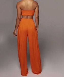 Orange Two-Piece Wide-Leg Pant Set