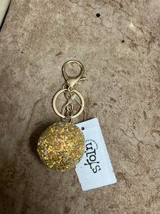 Sparkly Gold Ball Keychain