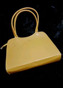 Mustard Yellow Shoulder Bag with Gold Chain
