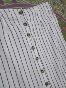 Striped Button-Up Midi Skirt