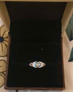 Charming Silver Ring with Blue Stones