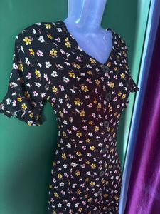 🖤Black Floral Multi Print Button-Down Dress