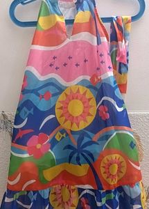 Beach Theme Printed Flared Frock