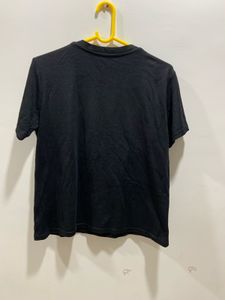 Designer Embroidered Black Pure Cotton Tee