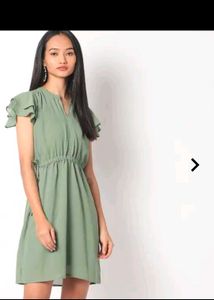 Chic Sage Green Ruffle Sleeve Dress
