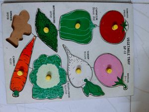 Wooden fruit, veg. shape shorting puzzle