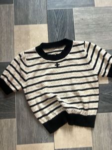 Striped Cropped Knit Top