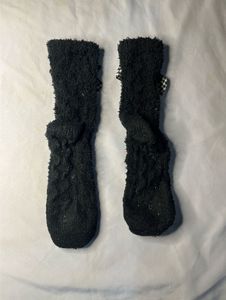 Cozy Black Socks with Houndstooth Bows