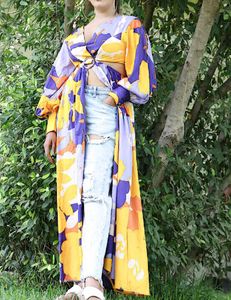 Vibrant printed beach wear maxi style top