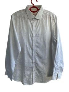 Men's White Textured Dress Shirt