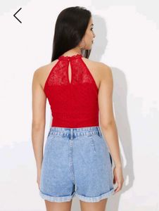 Red Lace Halter Top