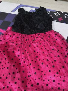 Stylish Black &amp; Pink Polka Dot Gown
