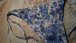 Blue Floral Smocked Bikini Bottom