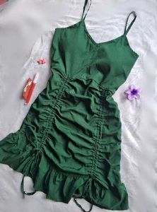 Green Ruched Mini Dress