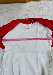 Elegant White Anarkali Kurta with Red Jacket