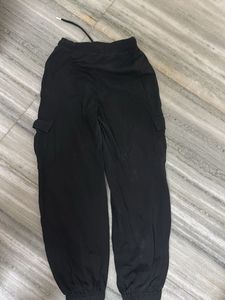 Black Cargo Pants with White Accents