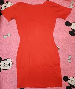 Red V-Neck Dress
