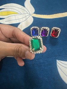 Sparkling Gemstone Statement Rings Set