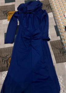 Blue Long fishtail backless dress
