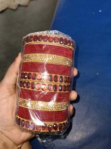 Red &amp; Gold Embellished Bangles