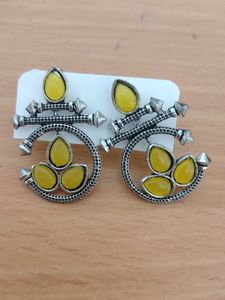 Unique Yellow Stone Dangle Earrings