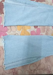 Light Wash Split Hem Jeans
