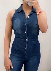 Denim Sleeveless Jumpsuit