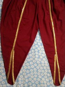 Maroon Dhoti Pants with golden lace