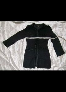 Elegant Black Tweed Jacket coat