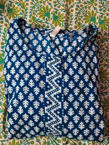 Blue &amp; White Printed Kurta