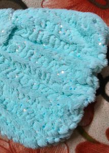 Little Kangaroos Blue Fuzzy Fur Bow Girl Dress