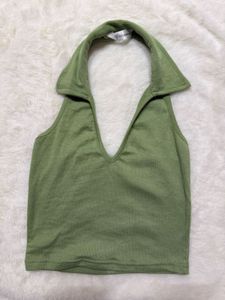 Ribbed Halter Neck Crop Top